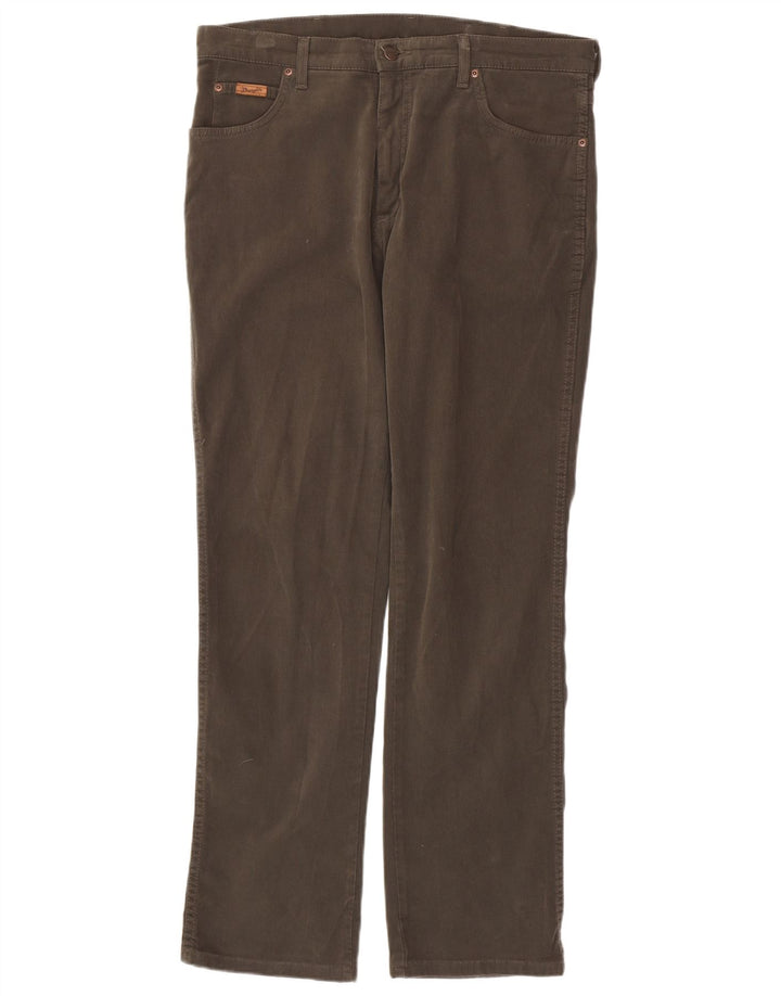 WRANGLER Pantalones casuales rectos elásticos Texas para hombre W36 L34 Algodón marrón