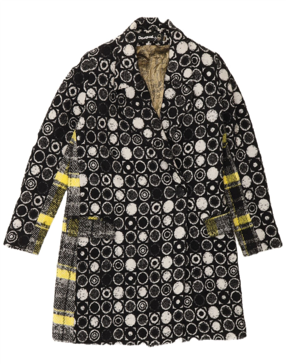 Abrigo Desigual Mujer EU 36 Viscosa Geométrica Negra Pequeña