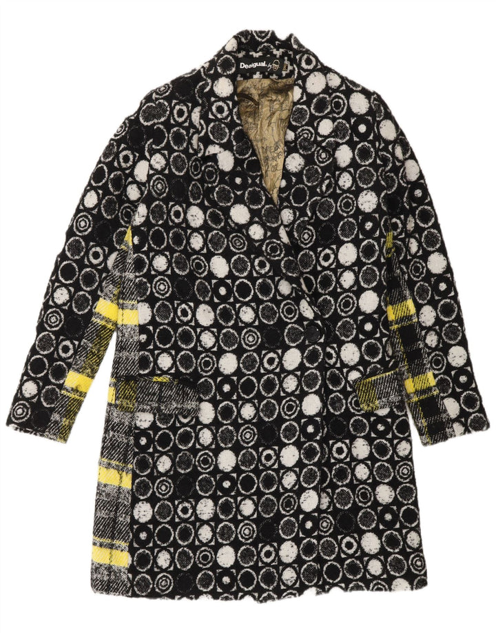 Abrigo Desigual Mujer EU 36 Viscosa Geométrica Negra Pequeña