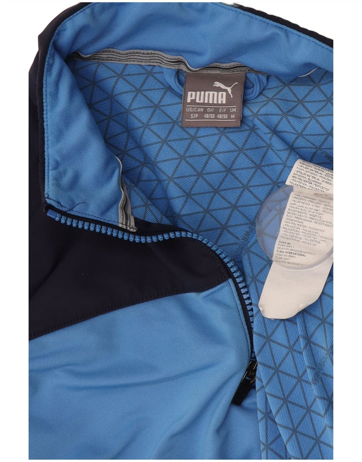 Puma Hombre Zip Neck Jersey Chándal Top Azul Medio Colorblock Poliéster