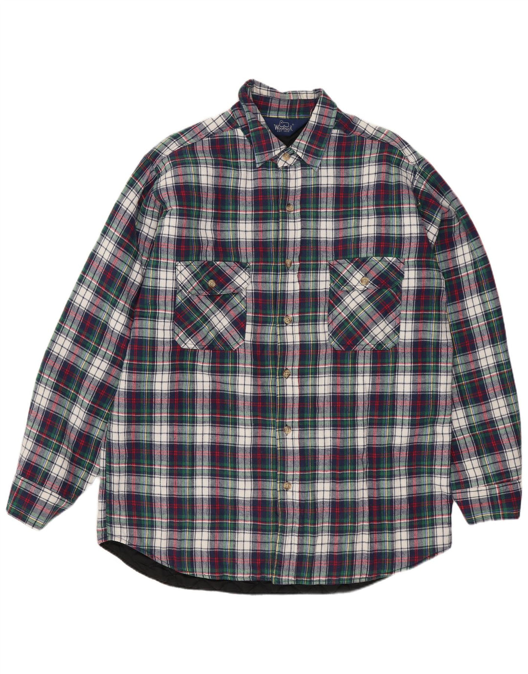 WOOLRICH Camisa de franela para hombre a cuadros grandes en azul marino