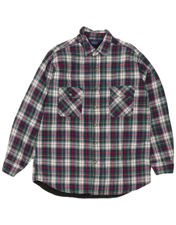 WOOLRICH Camisa de franela para hombre a cuadros grandes en azul marino