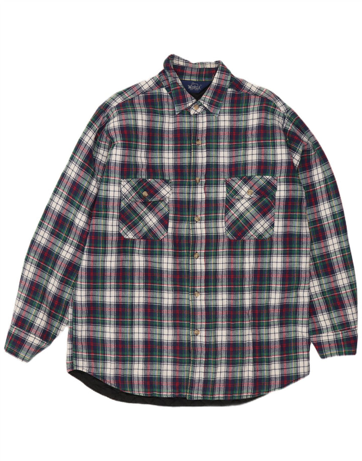 WOOLRICH Camisa de franela para hombre a cuadros grandes en azul marino