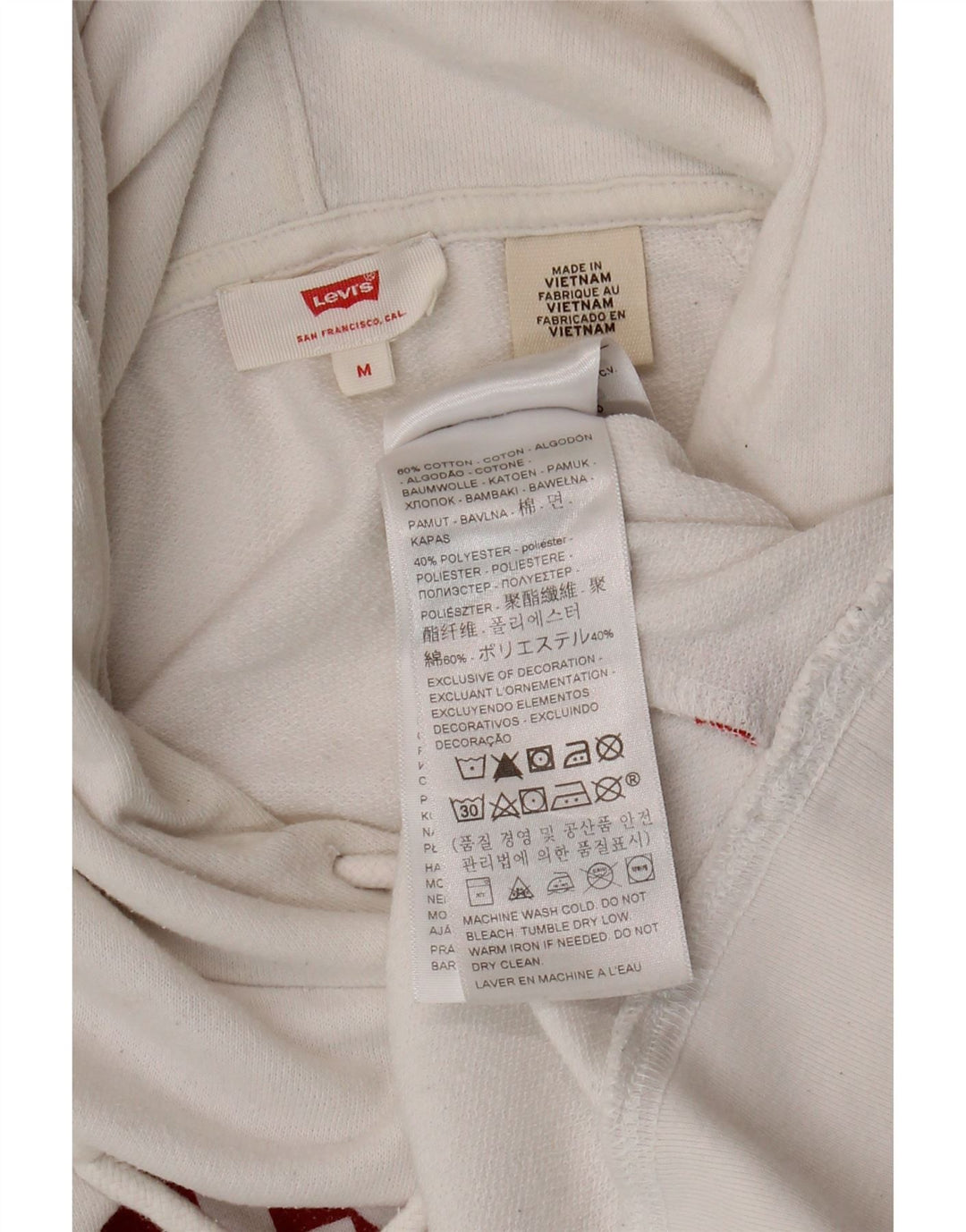 LEVI'S Jersey con capucha gráfico para mujer Reino Unido 14 Algodón blanco mediano