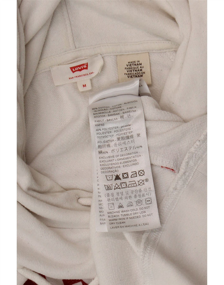 LEVI'S Jersey con capucha gráfico para mujer Reino Unido 14 Algodón blanco mediano