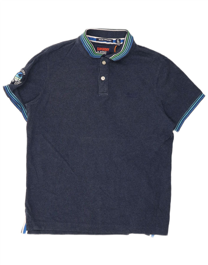 SUPERDRY Polo gráfico para hombre 2XL Azul marino
