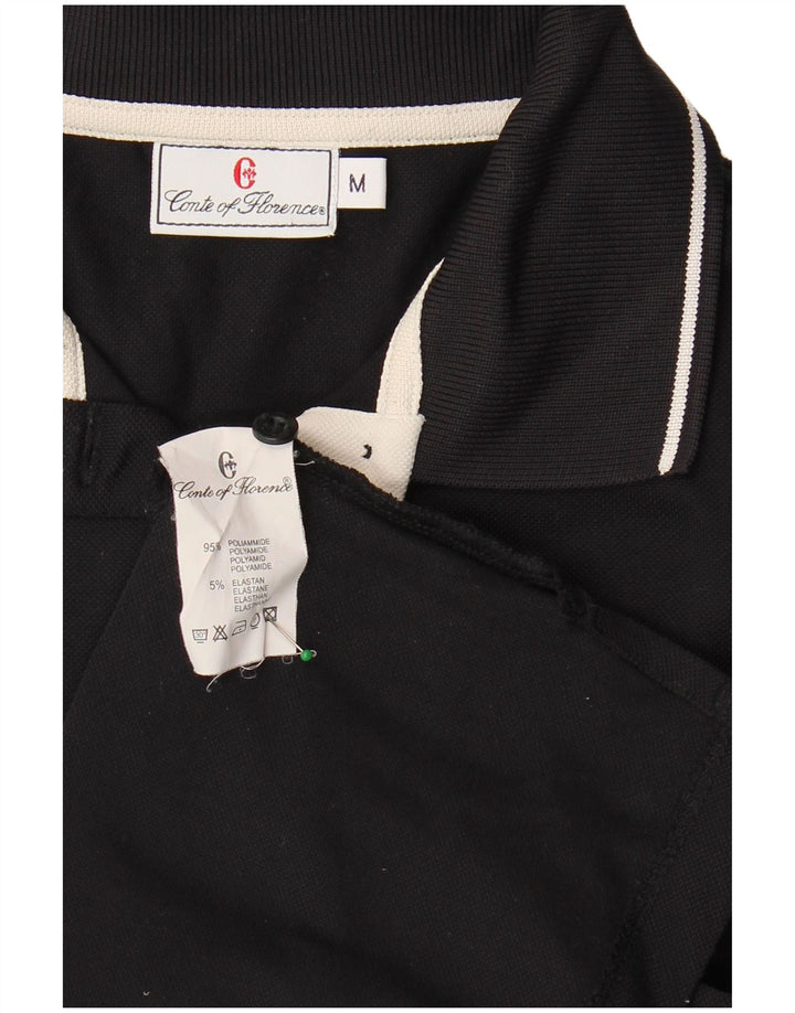 CONTE OF FLORENCE Womens Polo Shirt UK 14 Medium Black Polyester