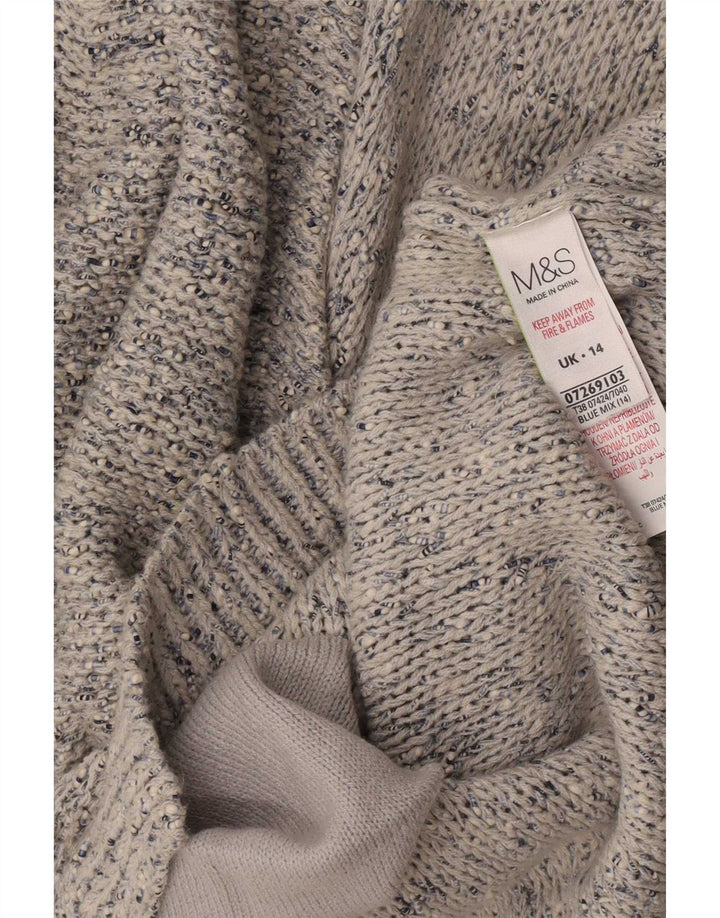 Marks & Spencer Suéter tipo cárdigan para mujer UK 44 Algodón moteado azul medio