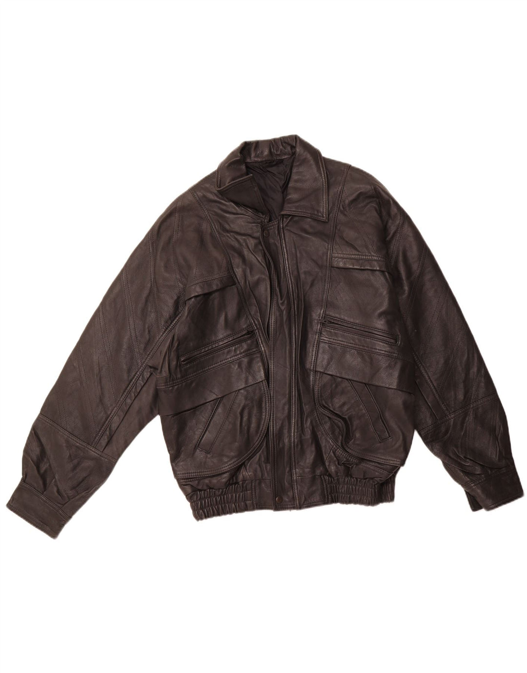 VINTAGE Chaqueta de cuero para hombre EU 46 Pequeño cuero negro