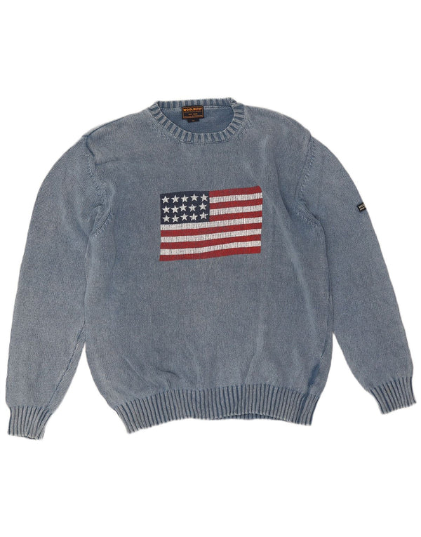 Woolrich Jersey con cuello redondo y gráfico para hombre XL Algodón azul