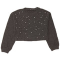 Zara Mujer Crop Boat Neck Jumper Sweater UK 10 Small Gris Poliéster