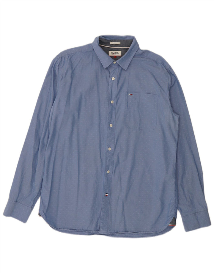 TOMMY HILFIGER Camisa de corte regular para hombre de algodón con lunares azules grandes
