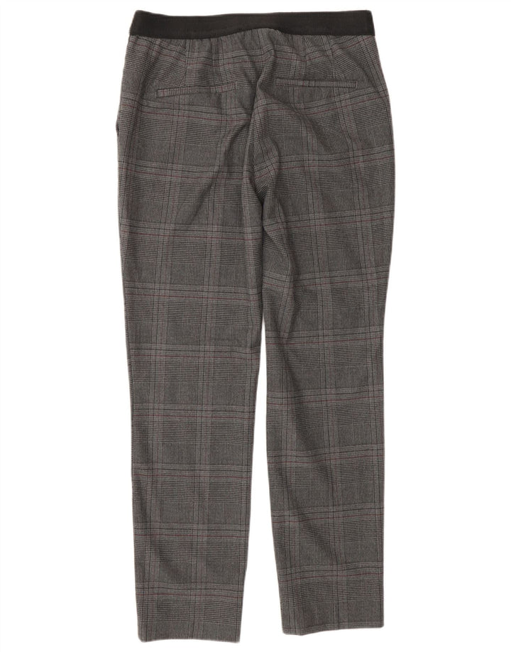 Zara Mujer Pantalón Chino Slim Fit Mediano W28 L27 Gris Pata De Gallo
