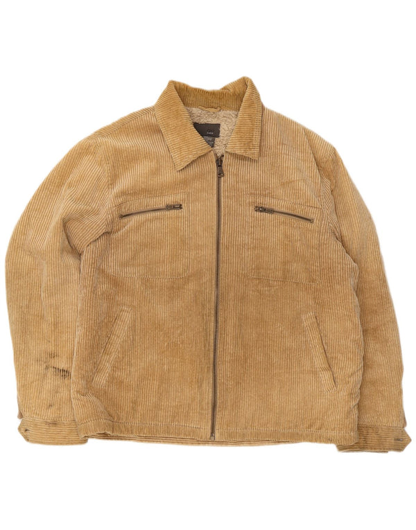 Zara Mens Sherpa Pana Chaqueta UK 42 XL Algodón Beige