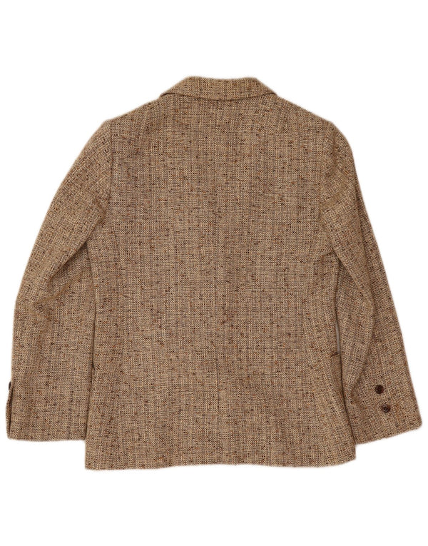 Vintage mujer 2 botones Blazer chaqueta Reino Unido 10 pequeño beige moteado