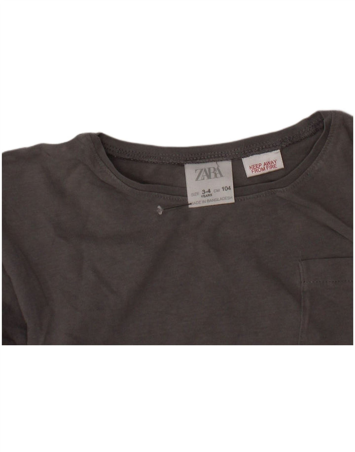 ZARA Camiseta Niño Manga Larga 3-4 Años Gris