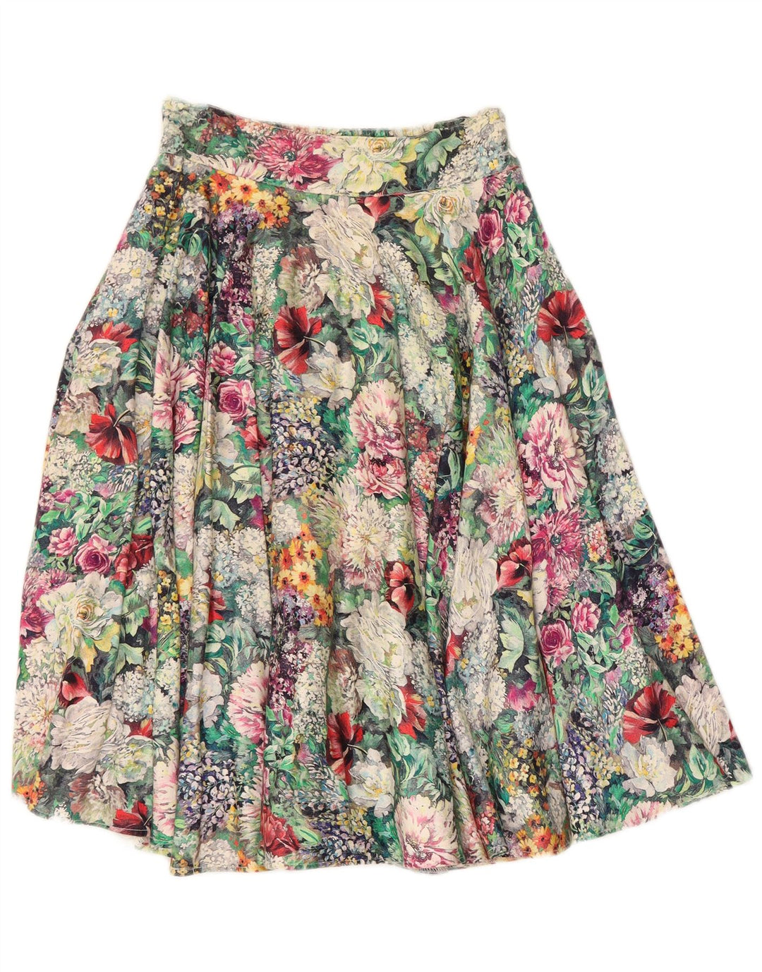 VINTAGE Falda de línea A para mujer IT 44 Mediana W26 Floral multicolor