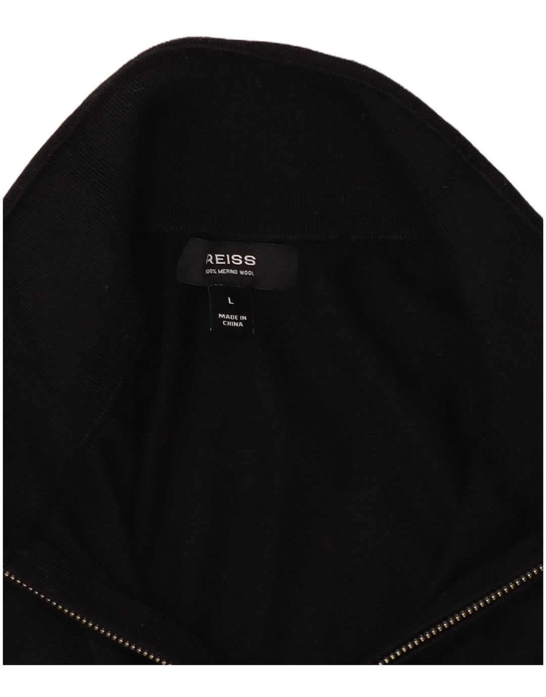 Reiss Mens Zip Neck Jumper Sweater Large Azul Marino