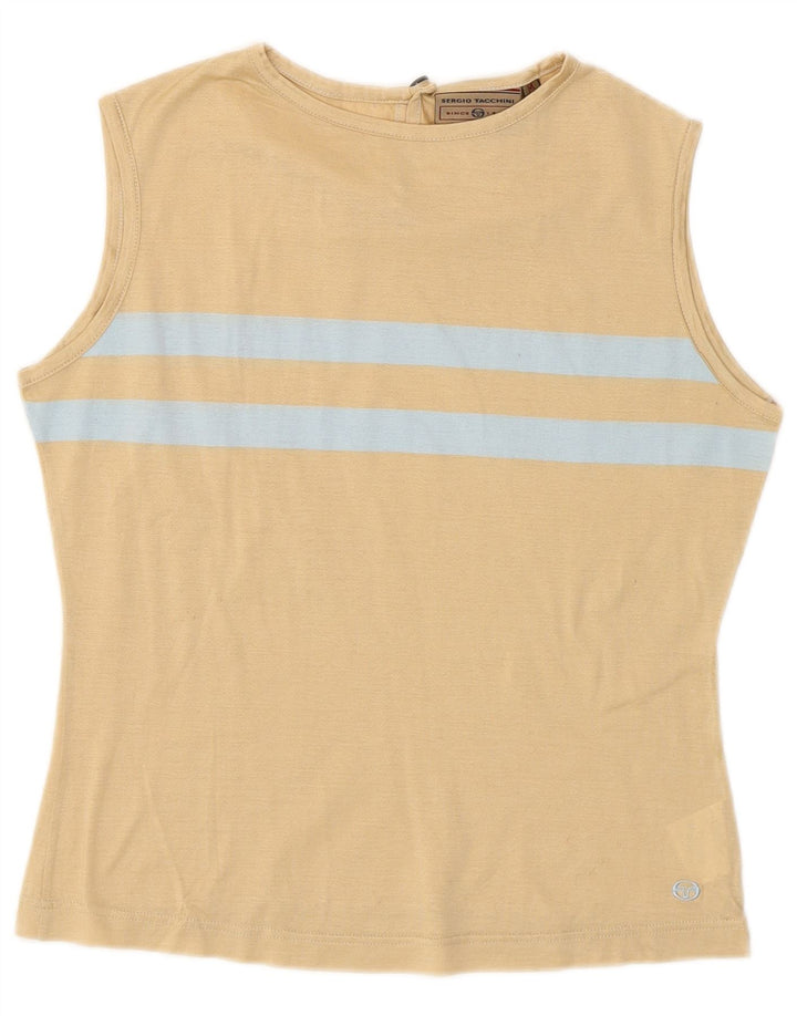 Sergio Tacchini Top sin mangas para mujer UK 40 Algodón color block mediano beige
