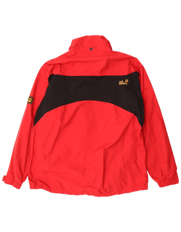 JACK WOLFSKIN Chaqueta impermeable extragrande para mujer UK 40 XL Rojo Colorblock