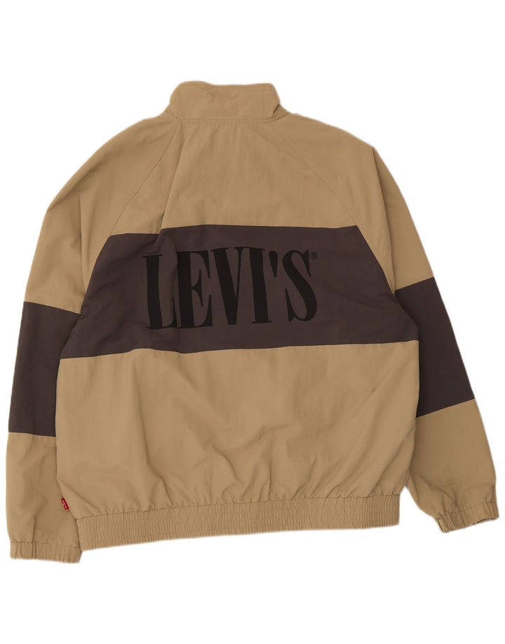 Levi's Mens Graphic Bomber Jacket UK 40 Large Beige Colorblock Poliamida