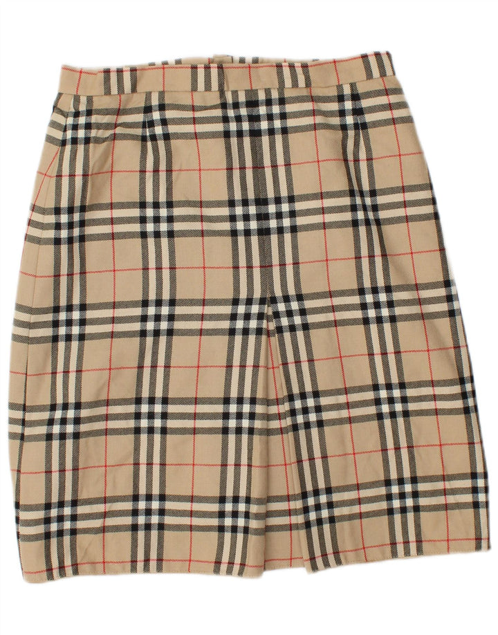 Falda lápiz vintage para mujer W30 Cuadro beige medio