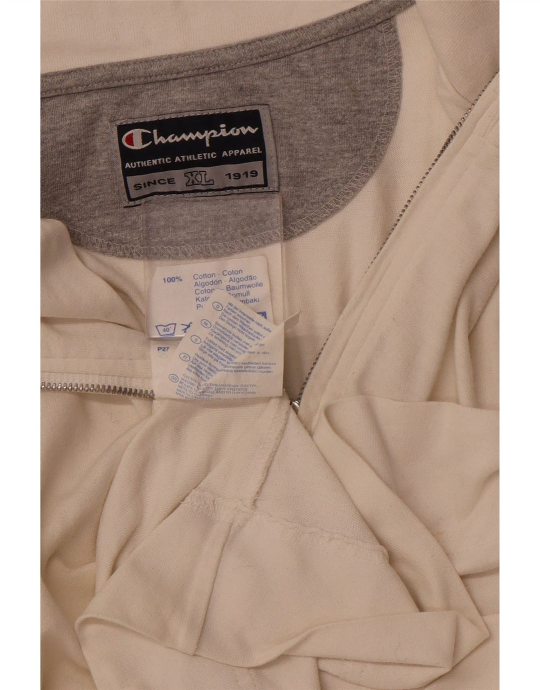 Champion Sudadera con cuello con cremallera para hombre Jumper XL Algodón blanco