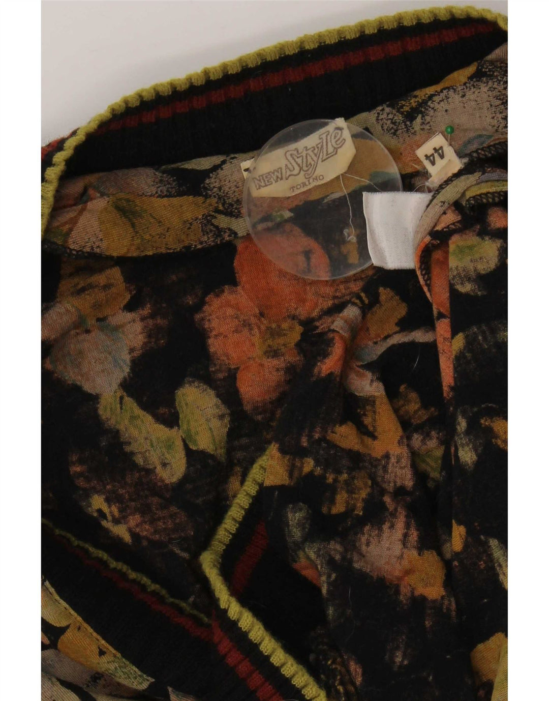 Vintage mujer jersey blusa top IT 44 medio multicolor floral