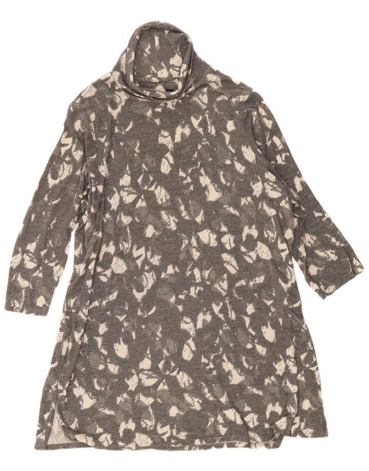 Marks & Spencer Vestido acampanado con estampado abstracto para mujer, talla 40, talla grande, color gris