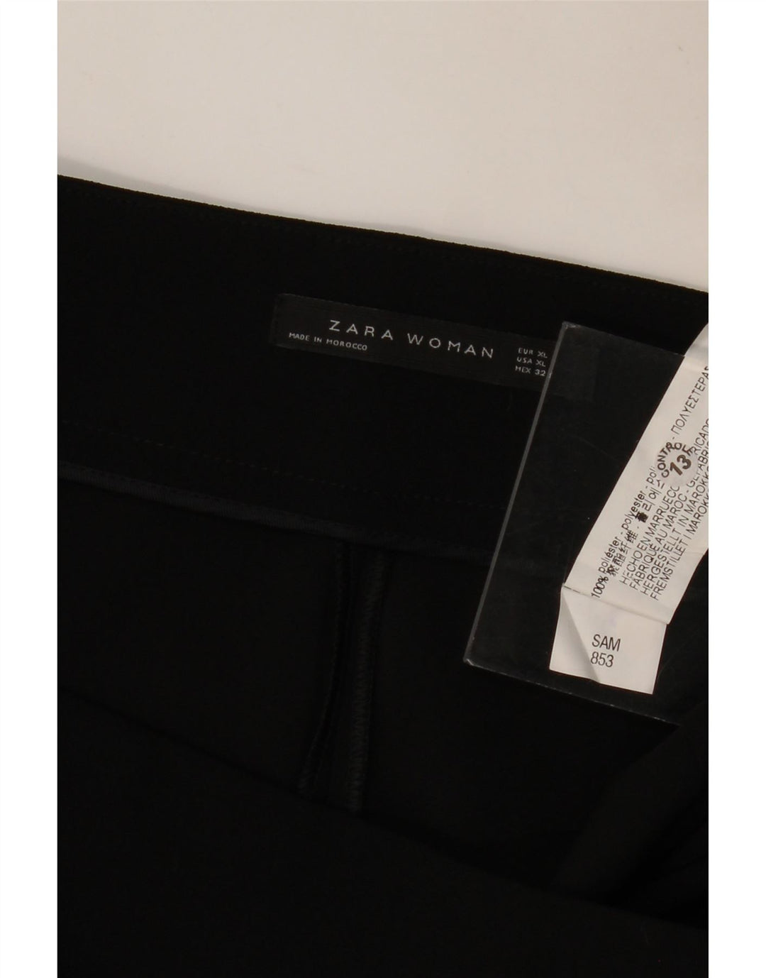 ZARA Mujer Pantalones Cropped De Cintura Alta Y Pierna Ancha XL W36 L25 Negro