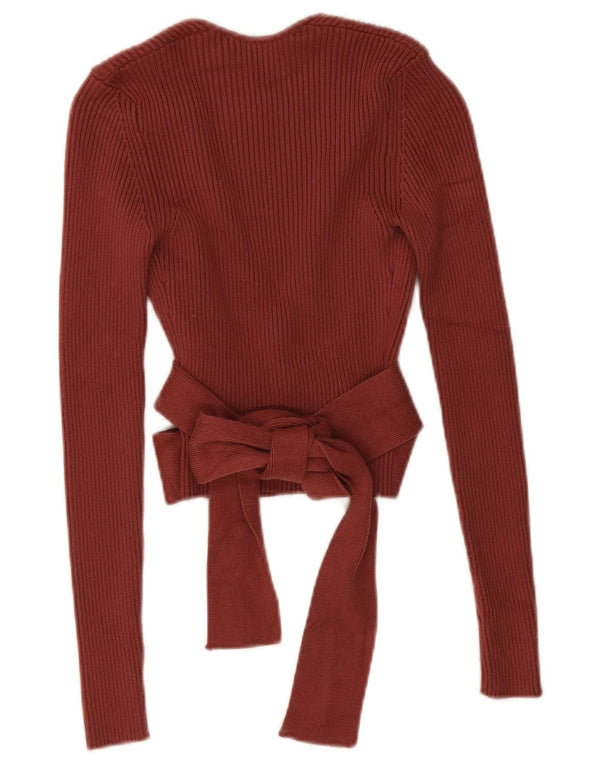 Zara Mujer Cárdigan Cruzado De Manga Larga UK 8 Small Viscosa Marrón