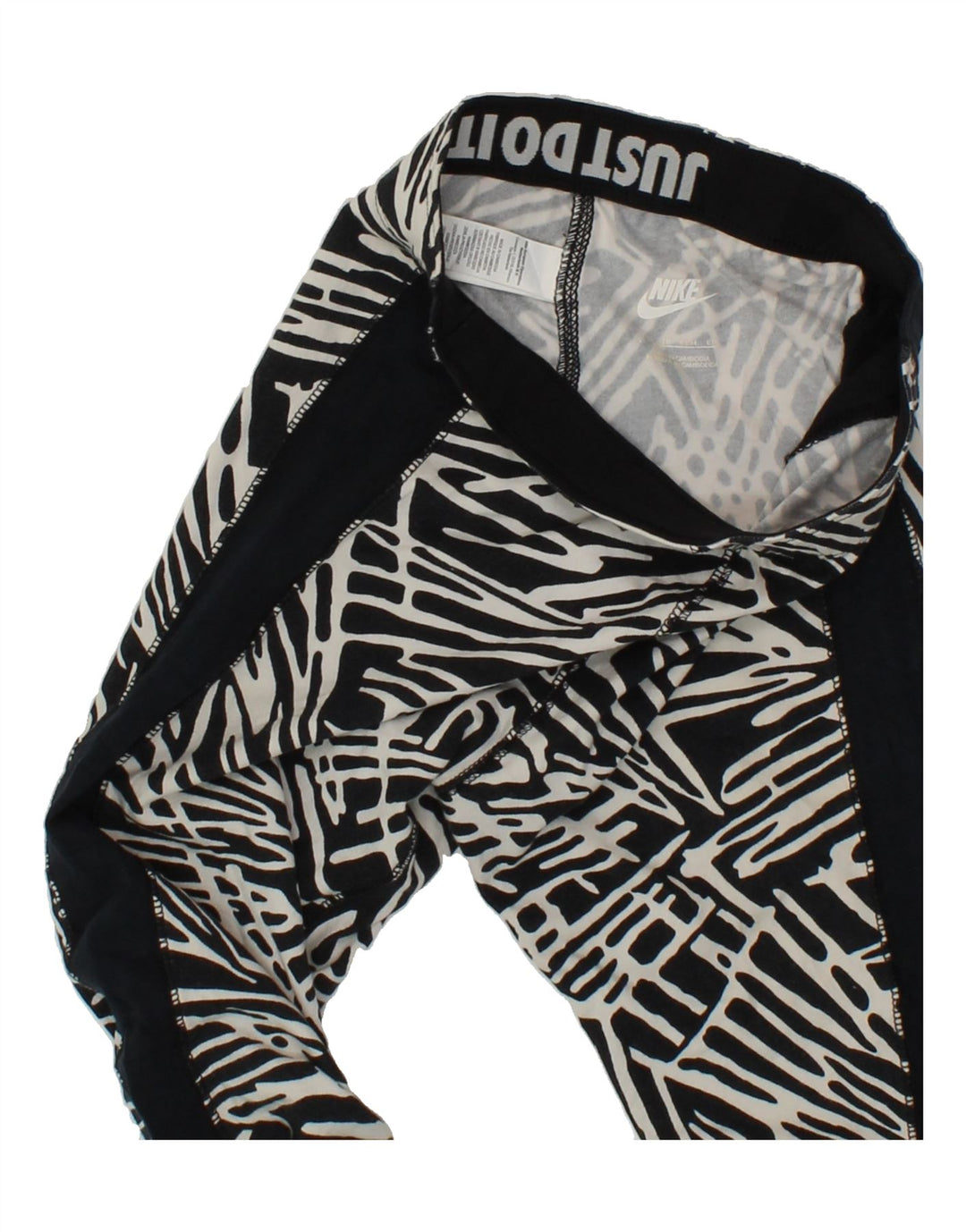 NIKE Womens Leggings UK 4 XS Black Geometric Vintage Nike and Second-Hand Nike from Messina Hembry 