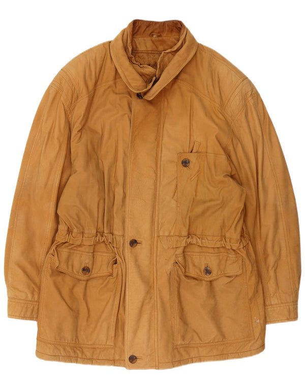 Chaqueta de cuero vintage para hombre IT 54 2XL Beige