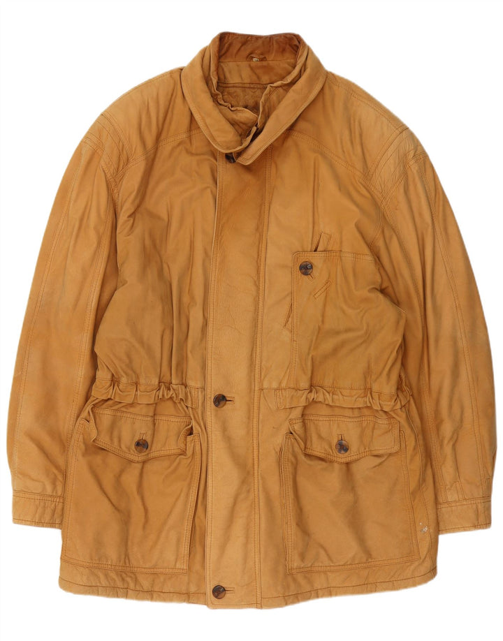 Chaqueta de cuero vintage para hombre IT 54 2XL Beige