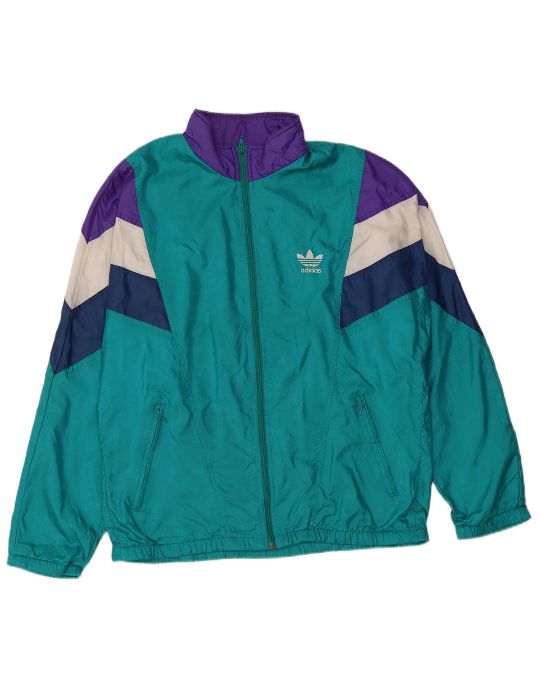 Adidas Hombre Retro Chándal Top Chaqueta UK 36/38 Small Turquesa Poliamida