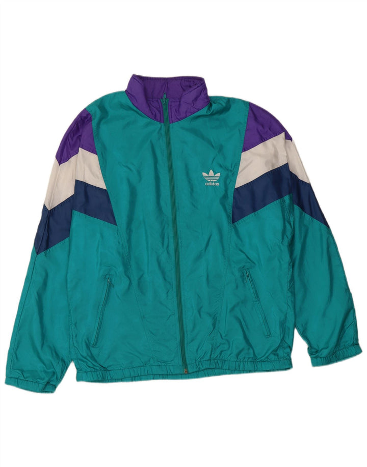 Adidas Hombre Retro Chándal Top Chaqueta UK 36/38 Small Turquesa Poliamida