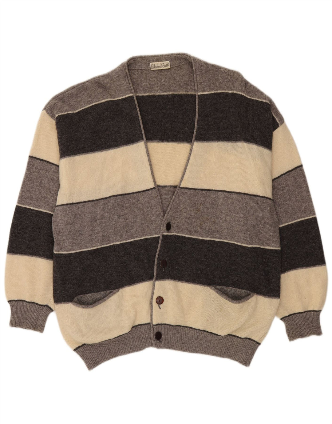 Brian Scott Cárdigan holgado para hombre IT 50 gris medio a rayas
