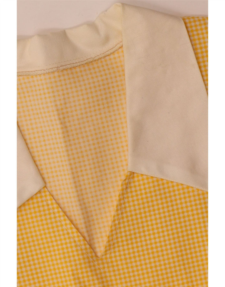 Vintage mujer A-Line vestido Reino Unido 12 medio amarillo Gingham