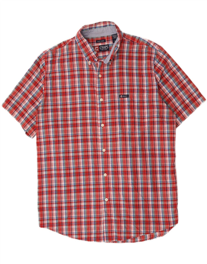 Chaps Camisa de manga corta para hombre de algodón a cuadros rojos grandes