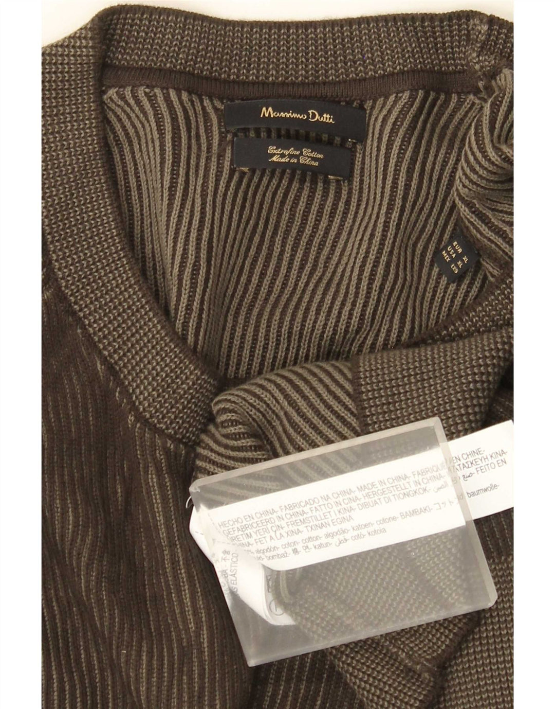 Massimo Dutti Jersey Cuello Redondo Hombre XL Caqui Algodón