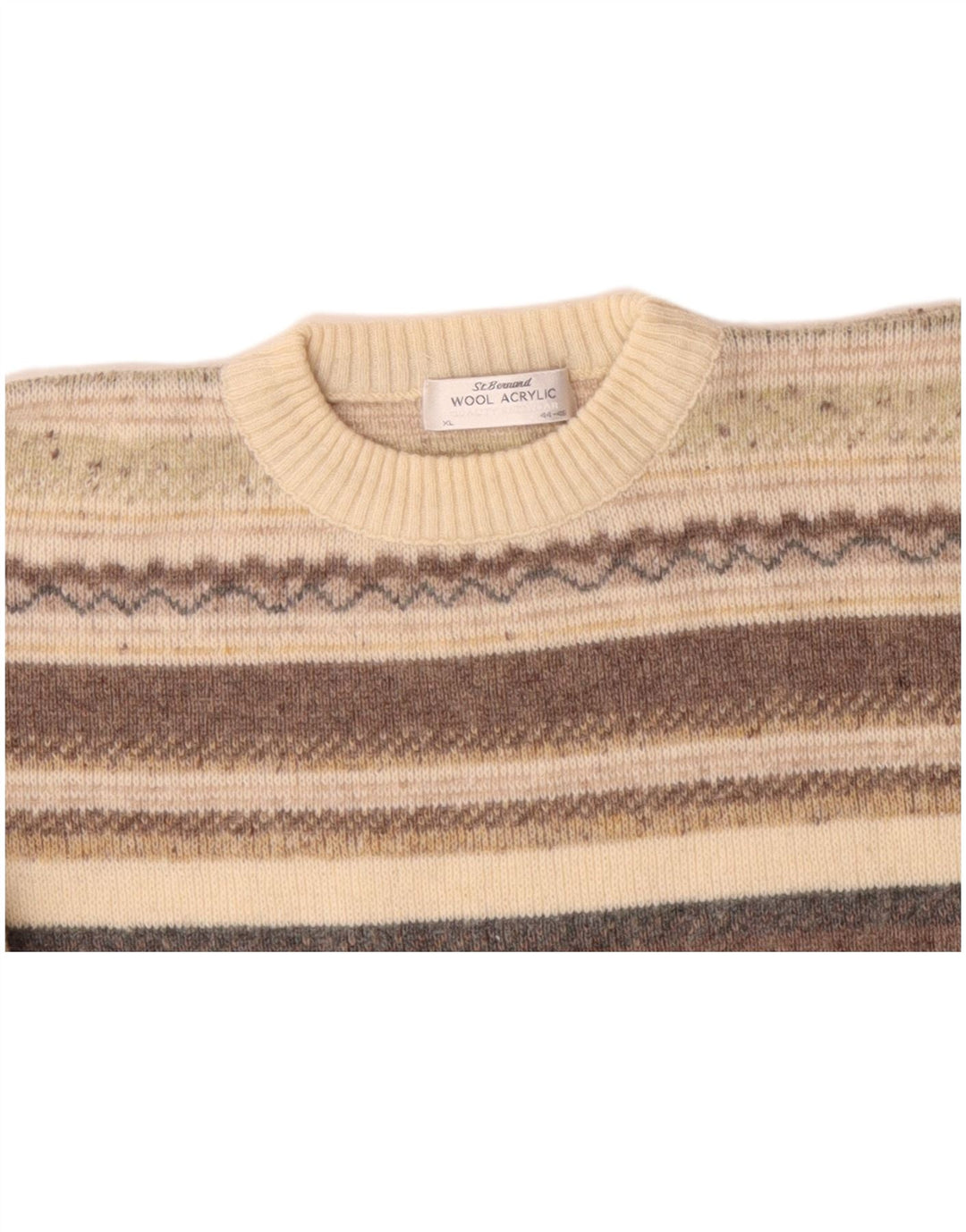 CALLE. BERNARD Jersey de cuello redondo para hombre talla 44/46 XL Beige Fair Isle