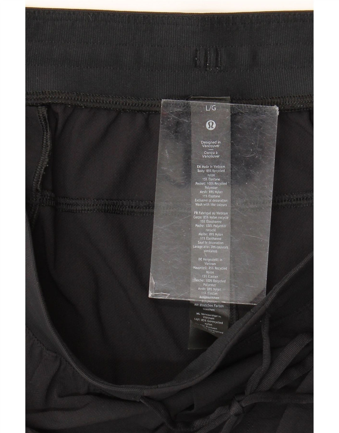 Pantalones cortos deportivos Lululemon para mujer, nailon negro grande