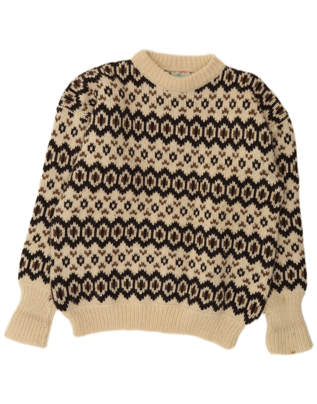 Stobi - Jersey de cuello redondo para hombre, talla 2XL, lana geométrica, color blanco roto