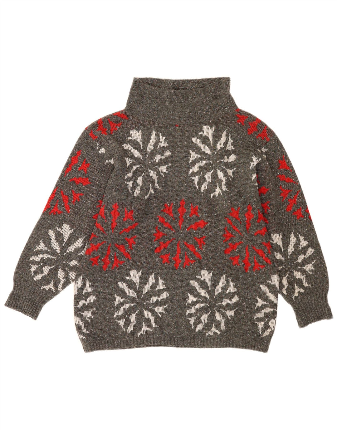 Flou Suéter tipo jersey con cuello alto para mujer UK 40 Gris medio Geométrico