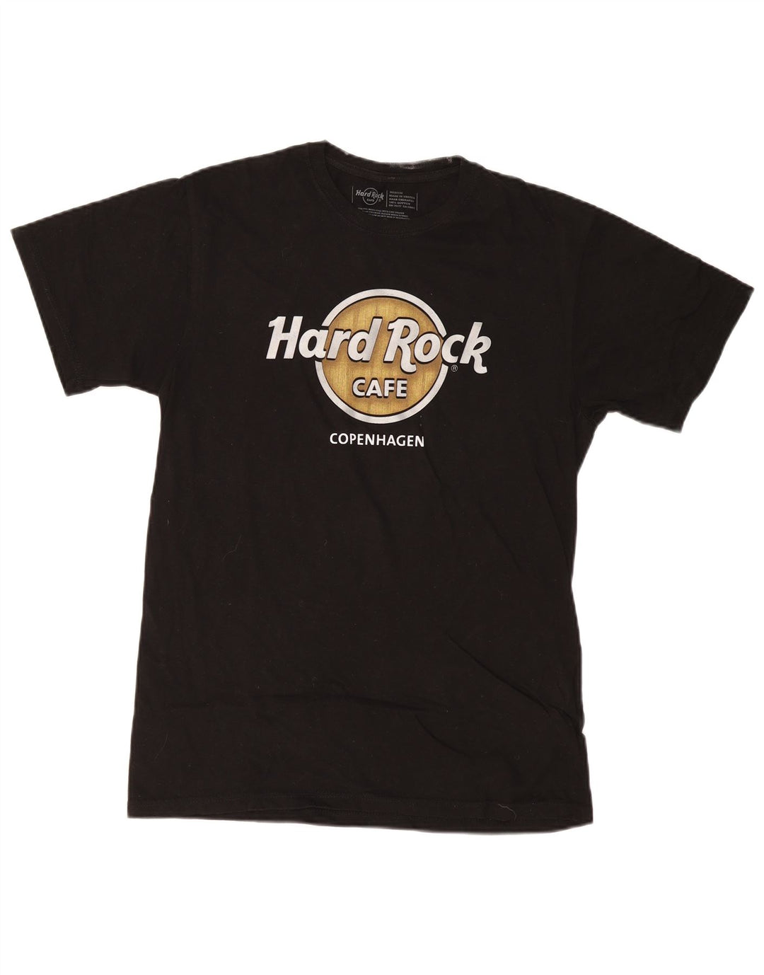 Hard Rock Cafe Hombres Copenhague Camiseta Gráfica Top Medio Algodón Negro