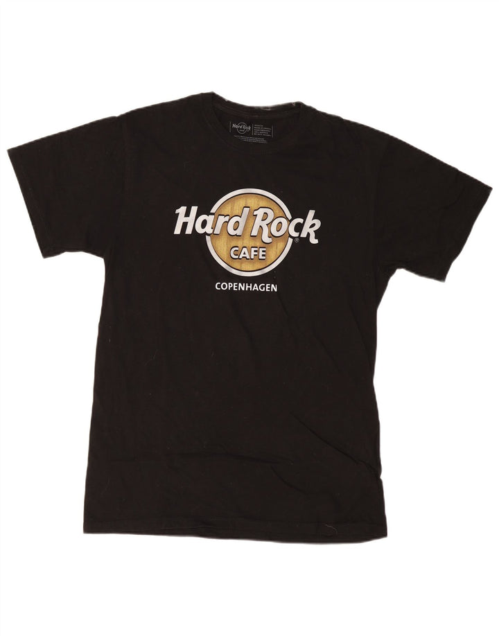 Hard Rock Cafe Hombres Copenhague Camiseta Gráfica Top Medio Algodón Negro