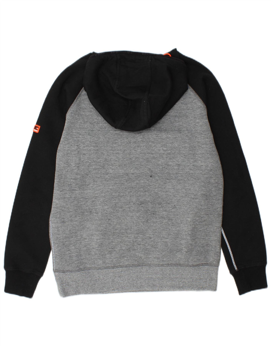 SUPERDRY Mens Graphic Hoodie Jumper Small Grey Colourblock Cotton Vintage Superdry and Second-Hand Superdry from Messina Hembry 