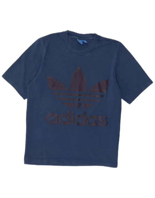 Adidas Hombre Camiseta Gráfica Top Medio Azul Marino Algodón