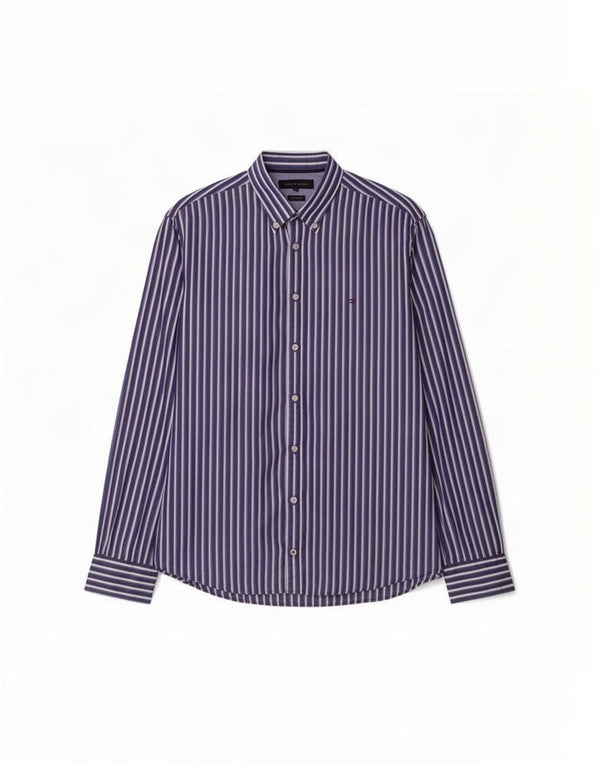 Camisa Tommy Hilfiger New York Fit XL de algodón a rayas azul marino para hombre