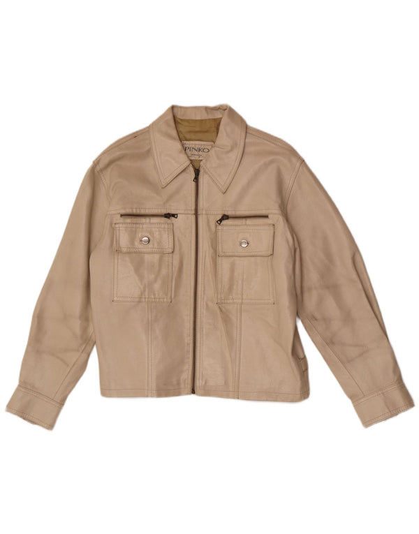 Pinko Mujer Chaqueta De Cuero IT 42 Medium Beige